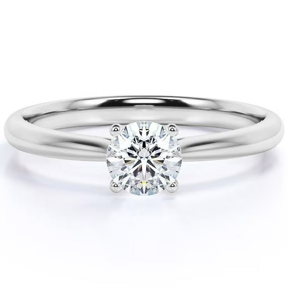 JeenMat Engagement Ring - Prong Setting - Solitaire Promise Ring in 18K White Gold Plating for Women