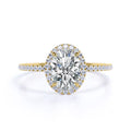 JeenMata 1.5 Carat Oval Cut Moissanite Engagement Ring - Bridal Set - Halo Ring - Handmade Ring - 18k Yellow Gold Plating for Women
