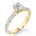 JeenMata 1.75 Carat Round Cut Moissanite Engagement Ring - Classic Engagement Ring - Cluster Ring - 18k Yellow Gold Over Silver