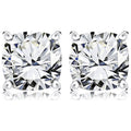 JeenMata 1 Carat Cushion Cut Moissanite Solitaire Stud Earrings In 18K White Gold Plating Over Silver