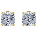 JeenMata 1 Carat Cushion Cut Moissanite Solitaire Stud Earrings In 18K Yellow Gold Plating Over Silver