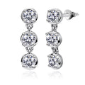 JeenMata 1 Carat Lab Grown Diamond Bezel Drop Earring - Classic Round Cut Three Stones Dangle Earrings in 18K White Gold Plating for Women, Gift for Her