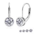 JeenMata 1 Carat Lab Grown Diamond Bezel Set Leverback Drop Earring - in 18K White Gold Plating Earrings for Women, Gift for Girlfriend, Mother, Her