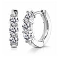 JeenMata 1 Carat Lab Grown Diamond Huggie Hoop Earring - Round Cut Three Stones Huggie Earrings in 18K White Gold Plating for Women, Gift for Her