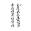 JeenMata 1 Carat Round Cut Lab Grown Diamond Linear Drop Earring - Classic Drop Earrings in 18K White Gold Plating for Women, Gift for Her