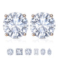 JeenMata 1 Carat Round Moissanite - 4 Prong Solitaire Stud Earrings in 18k Rose Gold Plating for Women