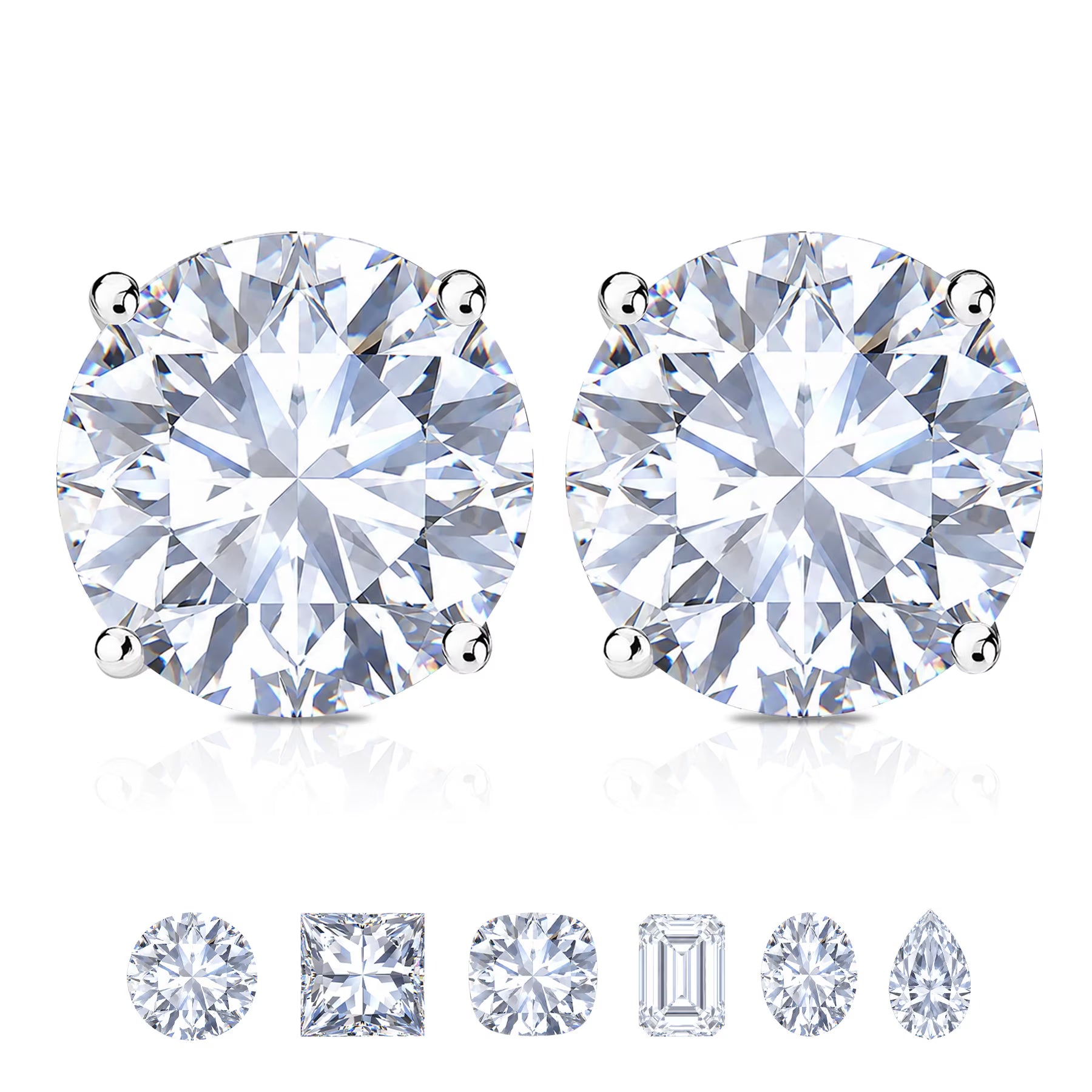 JeenMata 1 Carat Round Solitaire Moissanite Stud Earrings for Women, Earrings for Men, 18K White Gold Plated, Hypoallergenic Earrings, D VS1, Stud Earring for Woman, Jewelry, Gift, Earrings