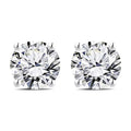 JeenMata 1 Carat Round Shaped Moissanite Solitaire Stud Earrings - 4 Prong - In 18K White Gold Plating Over Silver