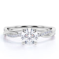 JeenMata 1 Carat Round Cut Lab Grown Diamond Twisted Engagement Ring in 10K White Gold, Infinity Promise Ring, Solitaire Bridal Ring, Anniversary Gift for Women