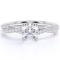 JeenMata 1 Carat infinity Round cut Moissanite Engagement Ring in 18K White Gold Plating for Women