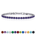 JeenMata 11 TCW June Alexandrite - Round Cut Birthstone Tennis Bracelet for Women in Eternity Design - White Gold Plating, Female, Adult