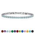 JeenMata 11 TCW March Aquamarine - Round Cut Birthstone Tennis Bracelet for Women in Eternity Design - White Gold Plating, Female, Adult