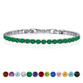 JeenMata 11 TCW May Emerald - Round Cut Birthstone Tennis Bracelet for Women in Eternity Design - White Gold Plating, Female, Adult