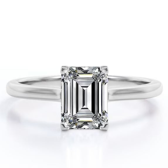 JeenMat Engagement Ring - Prong Setting - Solitaire Promise Ring in 18K White Gold Plating for Women