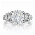 JeenMata 2.5 Carat Oval Cut Moissanite - Multi-Stone Engagement Ring in 18K White Gold Plating for Women