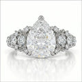 JeenMata 2.5 Carat Pear Cut Moissanite - Multi-Stone Engagement Ring in 18K White Gold Plating for Women