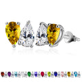 JeenMata 2.5 Carat Pear Cut November Birthstone Stud Earring - Citrine & Cubic Zirconia Two Stone Earrings in 18K White Gold Plating Gift for Women