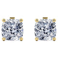 JeenMata 2 Carat Cushion Cut Moissanite Solitaire Stud Earrings In 18K Yellow Gold Plating Over Silver