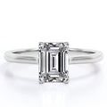 JeenMata 2 Carat Emerald Cut Engagement Ring - Prong Setting - Solitaire Promise Ring in 18K White Gold Plating for Women
