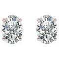 JeenMata 1 Carat Oval Cut Moissanite Solitaire Stud Earrings - 4 Prong - 18K Rose Gold Plating Over Silver