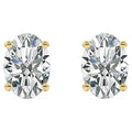 JeenMata 1 Carat Oval Cut Moissanite Solitaire Stud Earrings - 4 Prong - 18K Yellow Gold Plating Over Silver