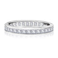 JeenMata 2 Carat Princess Cut April - Cubic Zirconia - Birthstone Channel Set Wedding Band - Eternity Wedding Ring in 18K White Gold Over Silver