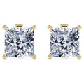 JeenMata 1 Carat Princess Cut Moissanite 4 Prong - Solitaire Stud Earrings - 18K Yellow Gold Plating Over Silver