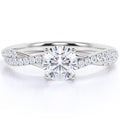 JeenMata 2 Carat infinity Round cut Moissanite Engagement Ring in 18K White Gold Plating for Women