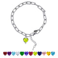 JeenMata 3 Carat August Heart & Key Charm Birthstone Bracelet - 18K White Gold Plating for Women
