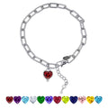 JeenMata 3 Carat January Heart & Key Charm Birthstone Bracelet - 18K White Gold Plating for Women