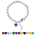JeenMata 3 Carat February Heart & Key Charm Birthstone Bracelet - 18K White Gold Plating for Women