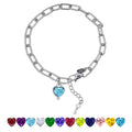 JeenMata 3 Carat March Heart & Key Charm Birthstone Bracelet - 18K White Gold Plating for Women