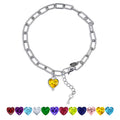 JeenMata 3 Carat November Heart & Key Charm Birthstone Bracelet - 18K White Gold Plating for Women