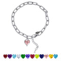 JeenMata 3 Carat October Heart & Key Charm Birthstone Bracelet - 18K White Gold Plating for Women
