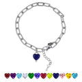 JeenMata 3 Carat September Heart & Key Charm Birthstone Bracelet - 18K White Gold Plating for Women
