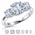 JeenMata 3 Carat Round Cut Moissanite Rings - Three Stone Engagement Rings in 18K White Gold Plating for Women