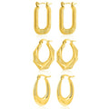 3 Pairs MultiPack Fashion Earrings Set in Yellow Gold Plating, Chunky, Twisted, Hoop Earrings, Paperclip, Drop Earrings, Jewelry Gift for Women