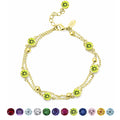 JeenMata 3.5 Carat August Peridot Birthstone Double Layer Bracelet - in Yellow Gold Plating for Women