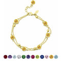JeenMata 3.5 Carat November Citrine Birthstone Double Layer Bracelet - in Yellow Gold Plating for Women