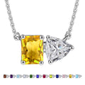 JeenMata 4.75 Carat Citrine & Cubic Zirconia Two Stone Birthstone Necklaces - November Birthstone Emerald and Trillion Cut Pendant Necklace in 18K White Gold Plating Gift for Women