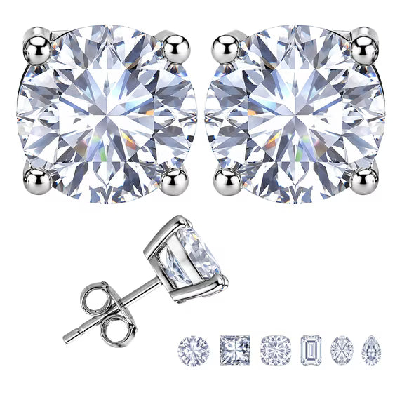 JeenMata 0.5 Carat Round Solitaire Moissanite Stud Earrings for Women, Earrings for Men, 18K White Gold Plated, Hypoallergenic Earrings, D VS1, Stud Earring for Woman, Jewelry, Gift, Earrings