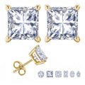 JeenMata 1 Carat Princess Solitaire Moissanite Stud Earrings for Women, Earrings for Men, 18K Yellow Gold Plated, Hypoallergenic Earrings, D VS1, Stud Earring for Woman, Jewelry, Gift, Earrings
