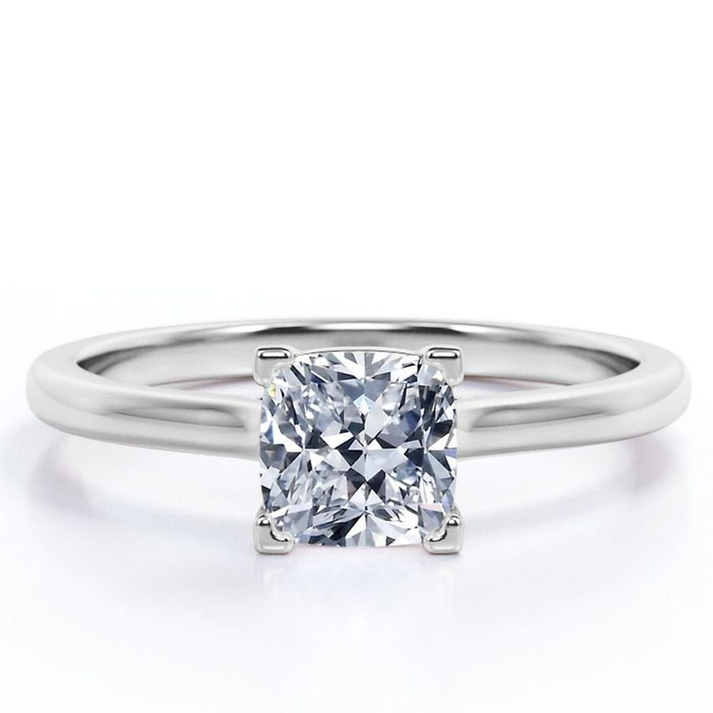 JeenMata 4 Prong - 2 Carat Cushion Cut - Solitaire Engagement Ring in 18K White Gold Plating for Women (Copy)