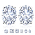 JeenMata 4 Prong 2 Carat Oval Cut Moissanite Solitaire Stud Earrings in 18k White Gold Plating for Women