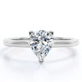 JeenMata 4 Prong - 4 Carat Pear Cut Solitaire Engagement Ring in 18K White Gold Plating for Women