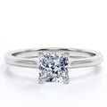 JeenMata 4 Prong - 4 Carat Cushion Cut Solitaire Engagement Ring in 18K White Gold Plating for Women