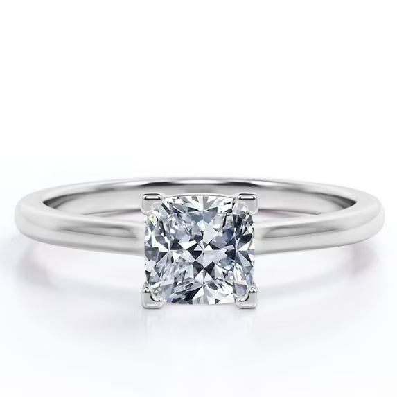 JeenMat Engagement Ring - Prong Setting - Solitaire Promise Ring in 18K White Gold Plating for Women