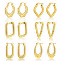 6 Pairs MultiPack Fashion Earrings Set in Yellow Gold Plating, Chunky, Twisted, Hoop Earrings, Paperclip, Drop Earrings, Jewelry Gift for Women