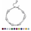 JeenMata 3.5 Carat April Cubic Zirconia Birthstone Double Layer Bracelet - in White Gold Plating for Women