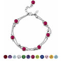 JeenMata 3.5 Carat July Ruby Birthstone Double Layer Bracelet - in White Gold Plating for Women